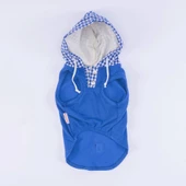 PawStar Mavi Gingham Kapşonlu Polo T-Shirt thumbnail 5