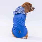 PawStar Mavi Gingham Kapşonlu Polo T-Shirt thumbnail 1