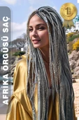 Afrika Zenci Örgüsü Rasta Ve Box Braid için Sentetik Saç - Orta Ton Gri thumbnail 7