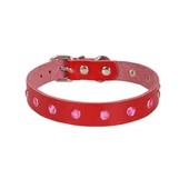 Cattie Gerçek Deriden Taşlı Kedi Boyun Tasması Xlarge Kırmızı 1.5x26-31 Cm - 1