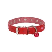 Cattie Gerçek Deriden Taşlı Kedi Boyun Tasması Xlarge Kırmızı 1.5x26-31 Cm - 3
