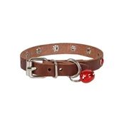 Cattie Gerçek Deriden Taşlı Kedi Boyun Tasması Small Kahverengi 1x16-20 Cm - 2