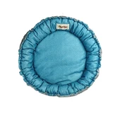 Petzz Sunflower Çift Taraflı Peluş Kedi ve Köpek Yatağı Gri/Mavi 85 Cm - 2
