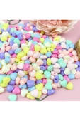 100 gr (500 adet) Şeker Rengi Akrilik Kalp Boncuklar Renkli Karışık Plastik Pastel Boncuklar Ara Boncuk Kalp Şekilli Kolye Bilezik için - 6