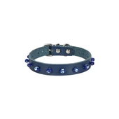 Cattie Boncuklu Deri Küçük Irk Köpek ve Kedi Boyun Tasması Xlarge Royal Mavi 1.5x26-30 Cm - 1