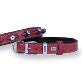 Doggie Comfort Deri Nazar Boncuklu Köpek Boyun Tasması Medium Kırmızı 2x35-40 Cm - 1