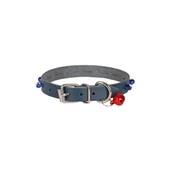 Cattie Boncuklu Deri Küçük Irk Köpek ve Kedi Boyun Tasması Large Royal Mavi 1.2x23-27 Cm - 2