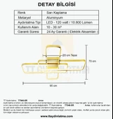 TT Aydınlatma TT040-SR  Sarı Kaplama Plofonyer Led Avize - 4