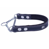 Doggie Konfor Deri Zincirli Köpek Boğma Tasma Medium Siyah 2x35-45 Cm - 1