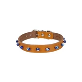 Cattie Boncuklu Deri Küçük Irk Köpek ve Kedi Boyun Tasması Xlarge Camel 1.5x26-30 Cm - 1