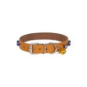Cattie Boncuklu Deri Küçük Irk Köpek ve Kedi Boyun Tasması Xlarge Camel 1.5x26-30 Cm - 2