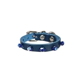 Cattie Boncuklu Deri Küçük Irk Köpek ve Kedi Boyun Tasması Xsmall Royal Mavi 1x12-16 Cm - 1