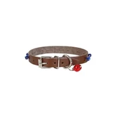 Cattie Boncuklu Deri Küçük Irk Köpek ve Kedi Boyun Tasması Large Kahverengi 1.2x23-27 Cm - 2
