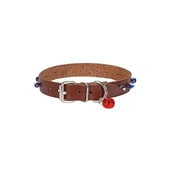 Cattie Boncuklu Deri Küçük Irk Köpek ve Kedi Boyun Tasması Xlarge Kahverengi 1.5x26-30 Cm - 3