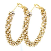 BZ Altın Kaplama Zirkon Taşlı Halka Küpe UNK-510 - 1