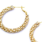 BZ Altın Kaplama Zirkon Taşlı Halka Küpe UNK-510 - 3