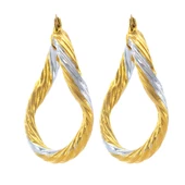 BZ Altın Kaplama Çift Renk Halka Küpe UNK-600 - 1