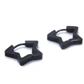 BZ 316L Çelik Yıldız Model Siyah Küpe UNK-575 - 4