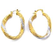 BZ Altın Kaplama Çift Renk Halka Küpe UNK-600 - 4