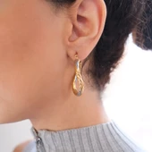 BZ Altın Kaplama Çift Renk Halka Küpe UNK-600 - 2