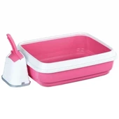 İmac Duo Kürekli Açık Kedi Tuvaleti Pembe 50x40x15 Cm - 1