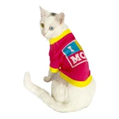 Love Mom Pink, Oval Yaka Tişört Kedi Kıyafeti,Elbisesi Anneler Günü - 5