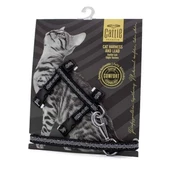Cattie Desenli Kedi Göğüs ve Gezdirme Tasma Aparatı Siyah 1x25-40 Cm - 1