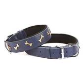 Doggie Comfort Deri Kemik Süslü Köpek Boyun Tasması Large Mavi 3.5x52-60 Cm - 1