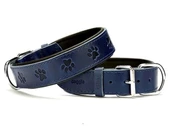 Doggie Comfort Deri Pati Desenli Köpek Boyun Tasması Small Mavi 4x47-55 Cm - 1
