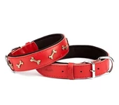 Doggie Comfort Deri Kemik Süslü Köpek Boyun Tasması Medium Kırmızı 3x42-50 Cm - 1