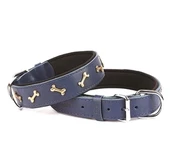 Doggie Comfort Deri Kemik Süslü Köpek Boyun Tasması Medium Mavi 3x42-50 Cm - 1