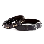 Doggie Comfort Deri Kemik Süslü Köpek Boyun Tasması Small Siyah 2x30-35 Cm - 1