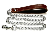 Doggie Comfort Deri Zincirli Köpek Gezdirme Tasması Medium Kahverengi 4x110 Cm - 1