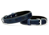 Doggie Comfort Deri Pati Desenli Köpek Boyun Tasması Small Mavi 2x30-35 Cm - 1