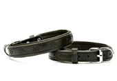 Doggie Comfort Deri Pati Desenli Köpek Boyun Tasması Medium Siyah 2x35-40 Cm - 1