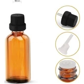 20ml kahvrengi şişe, içten damlalıklı kapak,24 adet Siyah damlatmalı kapak, Esans şişesi, Boş şişe, Aroma Şişesi - 1