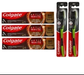 Colgate Optic Kahve Çay ve Tütün Kullananlar Süper Clean Black Orta Diş Fırçası Macun 125 ml 2 + 3 Adet - 1