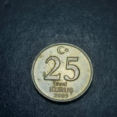 Escoines Koleksiyon 39963675dde3710cff 25yeni Kuruş 2005 Çapaklı portre/Nadir çıkar YTL madeni para thumbnail 3