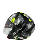 Sway 715 Şeffaf Vizörlü Yarım Motosiklet Scooter Kaskı 2XL Beden Poison Black Grey Yellow thumbnail 1