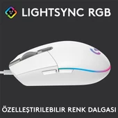 LOGITECH G G102 Lıghtsync Oyuncu Mouse Beyaz 910-005824 thumbnail 2