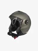 Sway 715 Solid Şeffaf Vizörlü Yarım Motosiklet Scooter Kaskı XL Beden Matt Titanium - 3