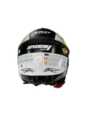 Sway 715 Şeffaf Vizörlü Yarım Motosiklet Scooter Kaskı 2XL Beden Poison Black Grey Yellow thumbnail 2