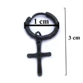 BZ 316L Çelik Unisex Siyah Tek Haç Küpe UNK-481 - 4