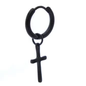 BZ 316L Çelik Unisex Siyah Tek Haç Küpe UNK-481 - 3