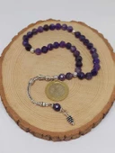 Ametist Taşı Koyu Renk Üst Segment Faset Kesim 33lük Tesbih 8mm (39700) thumbnail 4