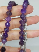 Ametist Taşı Koyu Renk Üst Segment Faset Kesim 33lük Tesbih 8mm (39700) thumbnail 2