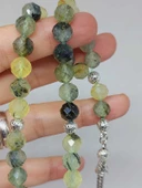 Prehnit (Prinayt) Taşı  Üst Segment Faset Kesim 33lük Tesbih 8mm (36525) thumbnail 2