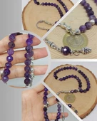 Ametist Taşı Koyu Renk Üst Segment Faset Kesim 33lük Tesbih 8mm (39700) thumbnail 1