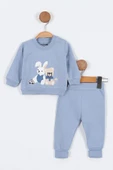 YENİ Tavşan Desenli Erkek Bebek alt ust Takım Erkek Bebek Eşofman Takımı Erkek Bebek Takımı 2 li - 4