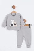 YENİ Tavşan Desenli Erkek Bebek alt ust Takım Erkek Bebek Eşofman Takımı Erkek Bebek Takımı 2 li - 3
